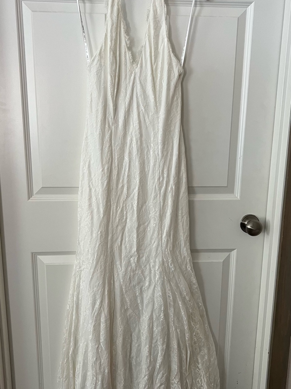 Lace V-Neck White Wedding Slip Dress